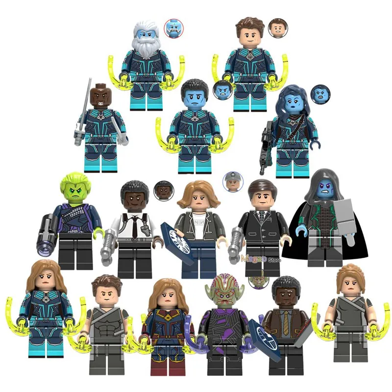 

s Captain Marvel Minn Erva Skrull Nick Fury Phil Coulson Yon Rogg avengers endgame building block children toys
