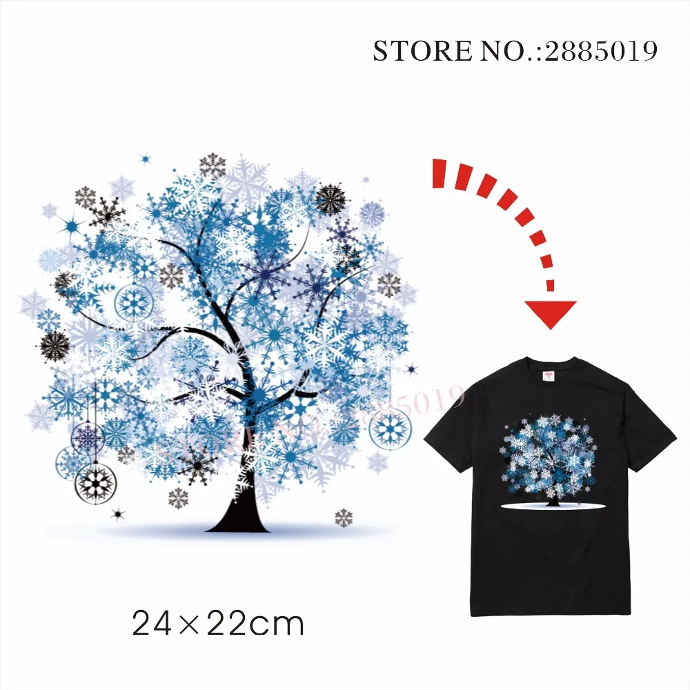 Ice Tree Printed Iron on Patches ironing Washable Stickers for Kids