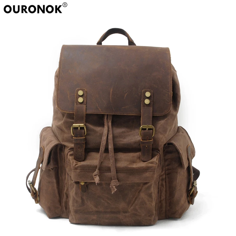 

OURONOK Multifunctional Unisex School Backpacks Vintage Canvas Backpack Travel Bags Large Capacity Travel Backpack Capacity Bags