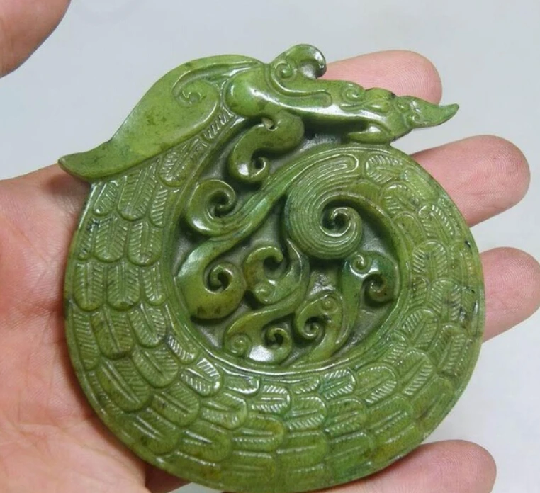 

CHINESE OLD HANDWORK GREEN jades CARVED DRAGON PENDANT / Free Shipping