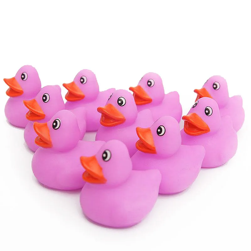 SALE 5PCS Bath Toy Swimming Water Toys Mini Rose red Soft Floating Rubber Duck Squeeze Sound 3