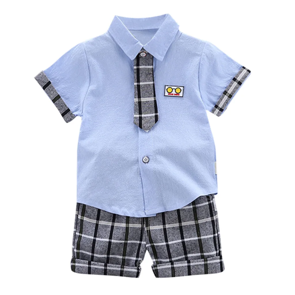 Urbane Toddler Kids Boys Clothes Boy Bow Tie Shirt Plaid Shorts Set Handsome Gentlemen Suit Outfits Clothes 1 2 3 4 Years