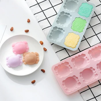 

Sugarcraft 6 Holes Cartoon crab Silicone Chocolate Mold Soap Form Candy Bar Cake Decorating Moulds 3D Fondant Molds