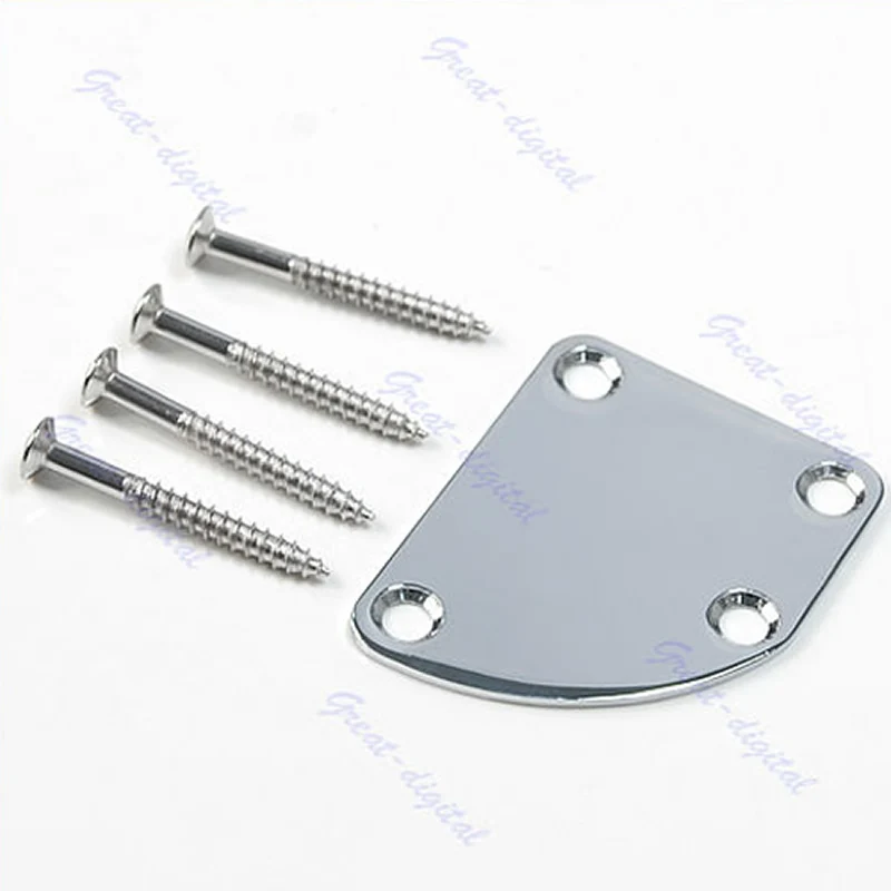 

Chrome Guitar Deluxe Style Rounded Neck Plate + Screws For Gibson