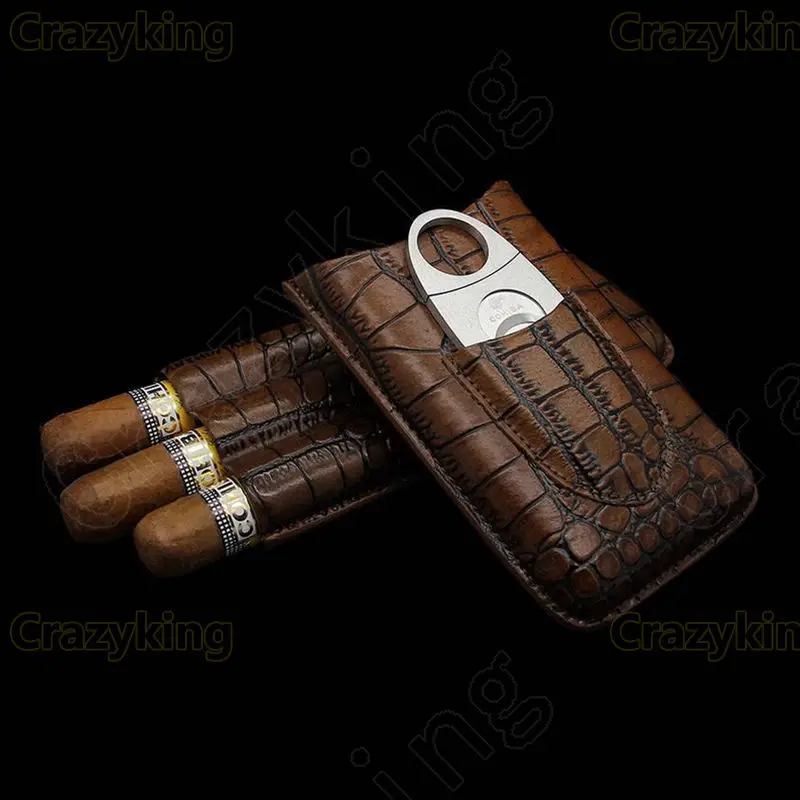 Кожаный чехол Держатель Cohiba для сигар 3 трубки Humidor с набором резцов|humidor|humidor