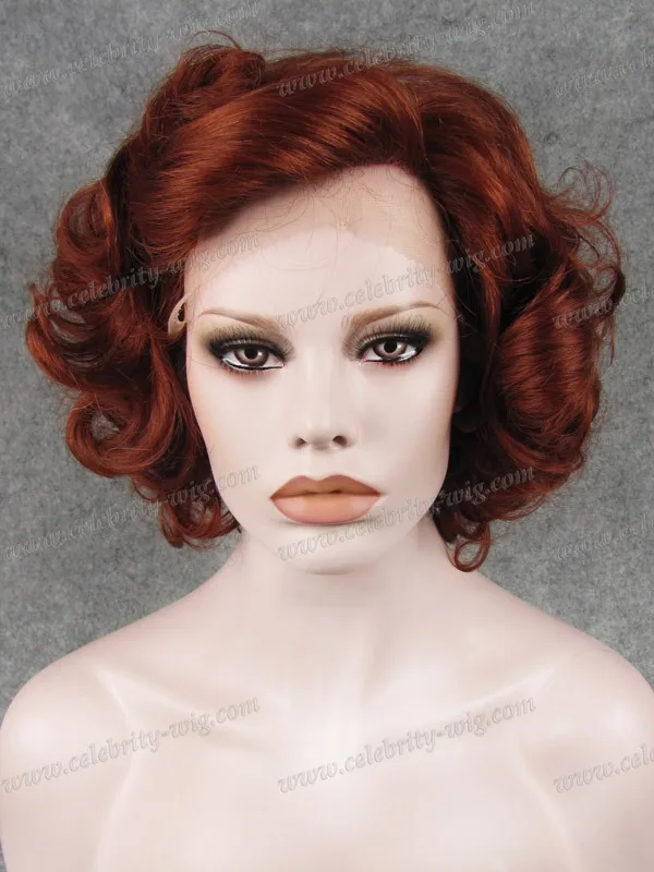 

N24-350# Marilyn Monroe Hairstyle Short Curly Texture Synthetic Lace Front Wig Reddish Tone Color Wig