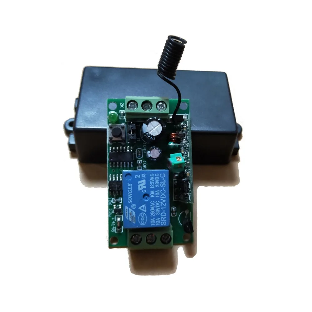 

DC 9V 12V 24V 1 CH 1CH RF Wireless Remote Control Switch System,315/433 MHz WaterProof Transmitter + Receiver With Cover