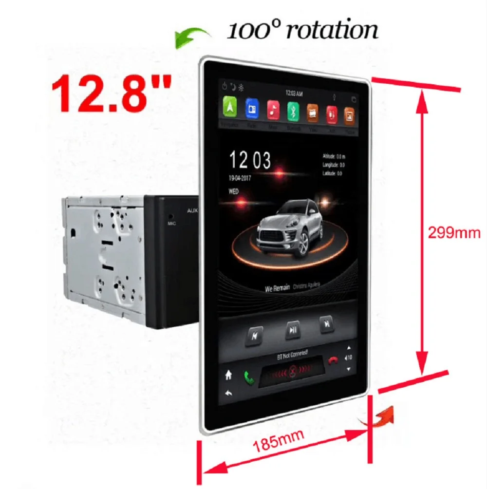 Top 12.8" HD 1920*1080 IPS Rotatable Screen 6-Core Android 8.1 Universal Car Radio dvd GPS Head Unit Bluetooth WIFI USB Easy Connect 6