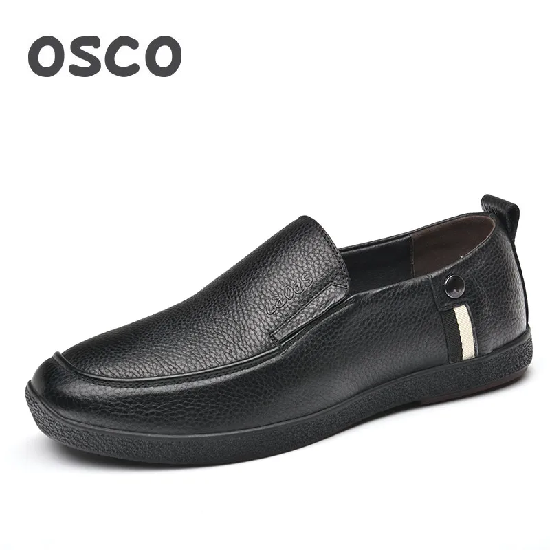

OSCO Spring Summer Business Casual Shoes Wild Lazy Shoes British Genuine Leather Breathable Bean Shoes Men Driving Pedal Loafer