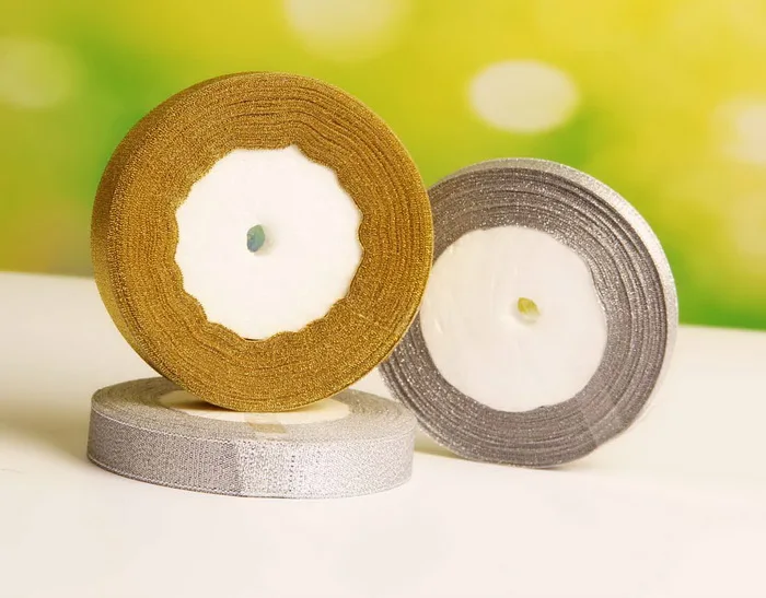 

25Yards Gold Onions Belt Ribbon For Gift Packaging, Golden And Silver Glitter Ribbon 12mm
