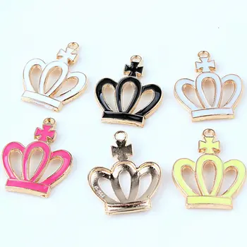 

50pcs Charm cross crown enamel pendants 22*28mm Handmade children day Jewelry Making earrings bracelet necklace keychain DIY