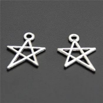 

50pcs Zinc Alloy Silver Color Five-pointed Star Charm Irregular Pendant Fit DIY Necklace A2611