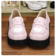 Милые туфли Лолиты для принцессы новое платье принцессы cos обувь в форме сердца круглый носок пользовательские скольжения из Flatform обувь pu8637