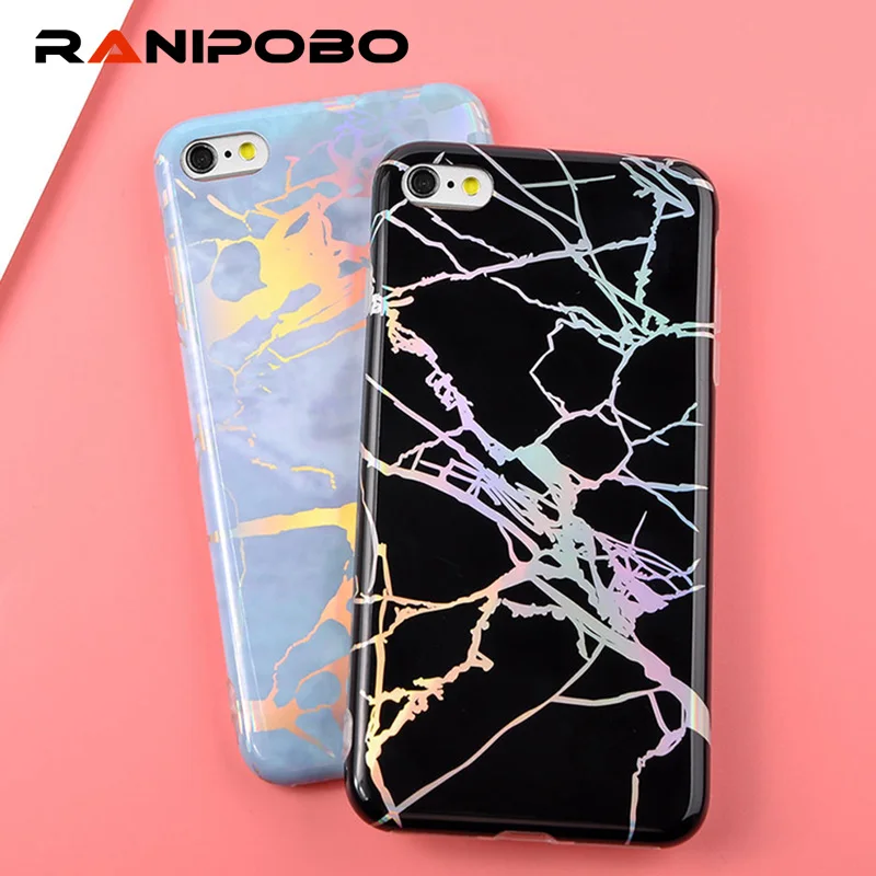 

Laser Granite Marble Texture Phone Case For iPhone 6 6S Plus Soft IMD Back Cover for iPhone6 Plus