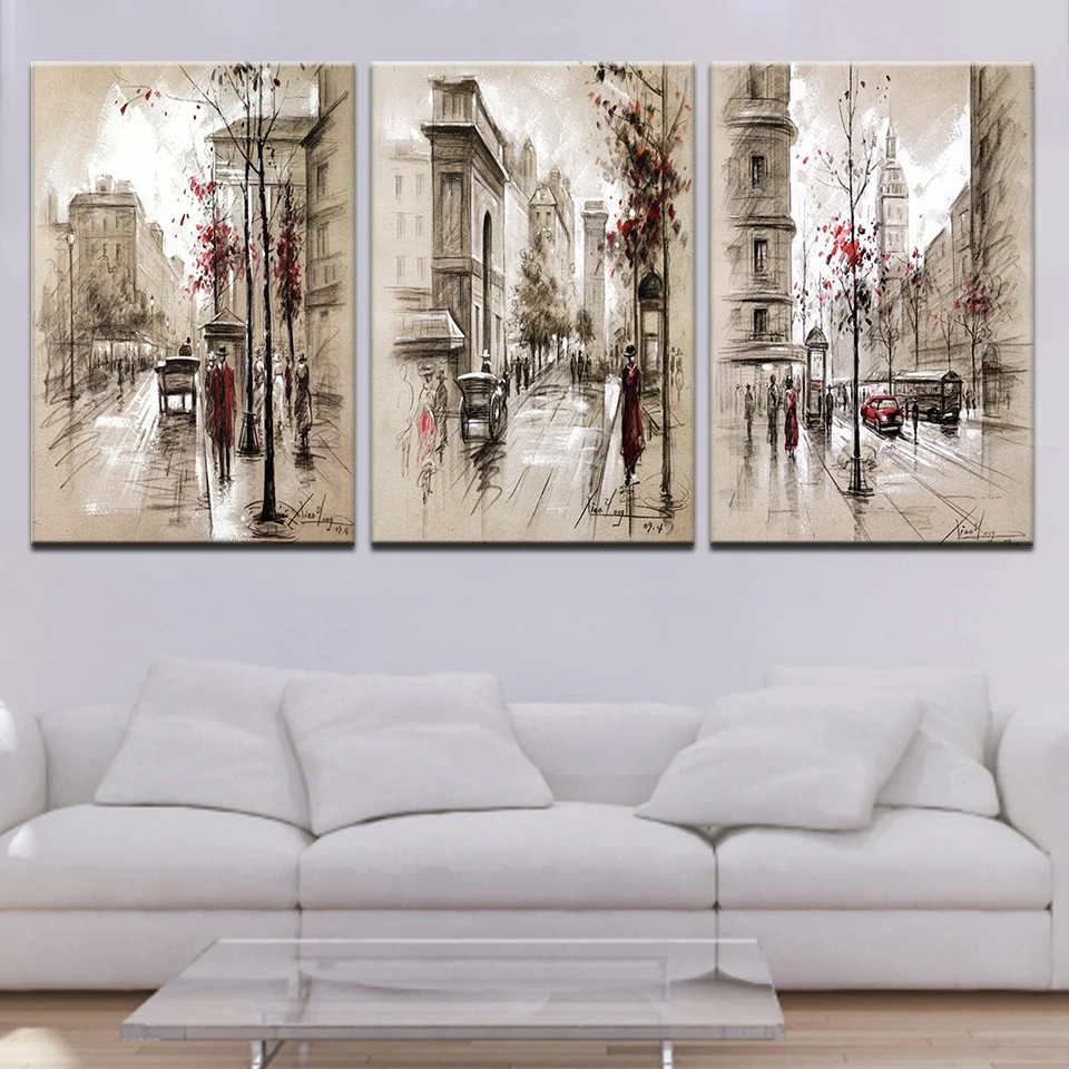 Cuadros-vintage-para-sala-British-wind-3-panel-Wall-posters-Canvas-art-painting-For-home-living