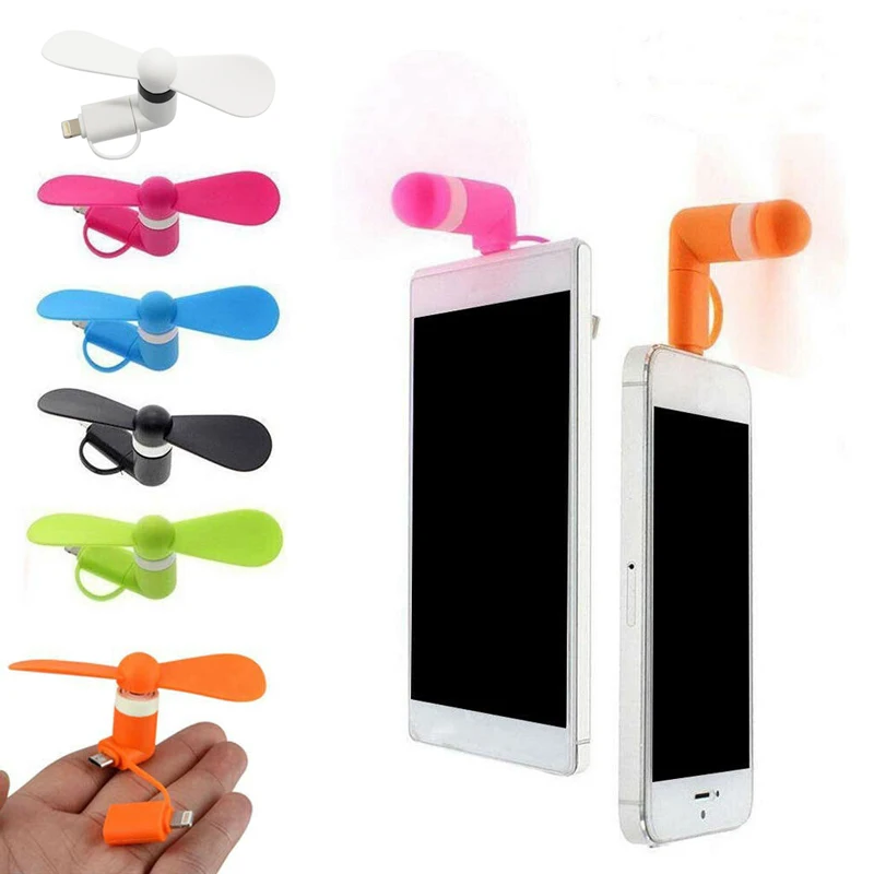 

6pcs Micro USB 8 Pin 2 in 1 Mini USB Fans Phone Hand Fan for Samsung Android Mobile Phone for iPhone 5 6 6s 7 8 X XS XR Cooler