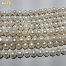 JYX высокое качество белый жемчуг AAA круглый 10-11 мм высокий блеск натуральный пресноводный жемчуг струны нити ювелирные украшения сделай сам 16"
