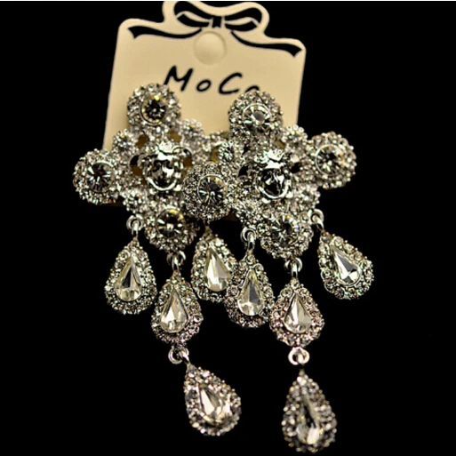 

Hotsale Luxurious Full Rhinestones Lion Head Crystal Gem Water Drop Big Earrings for Women Jewelry Evening Party Earrings