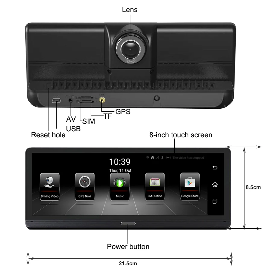 E-ACE Автомобильный видеорегистратор Камера 8 дюймов видео рекордер 4G Android Full HD 1080P gps навигатор ADAS Dash Cam Авто регистратор видеорегистраторы с двумя объективами