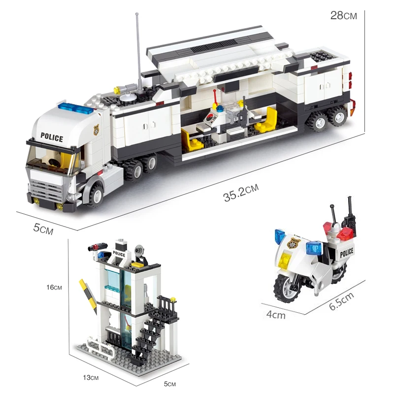 Полицейский участок центр модель блоки город DIY строительные блоки техника кирпичи развивающие игрушки для детей подарок для детей