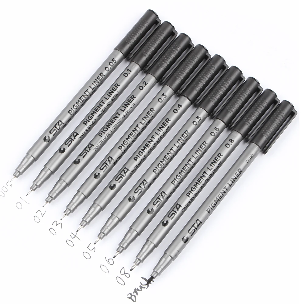 1Pcs New Pigment Liner Micron Ink Marker Pen 0.05 0.1 0.2 0.3 0.4 0.5 0