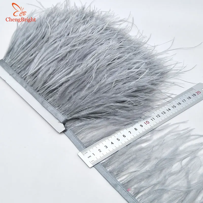 CHENGVRIGHT 10-15 см, высокое качество, настоящая цветная обрезки страусовых перьев для юбки/платья/костюма, перья, ленты - Цвет: Gray