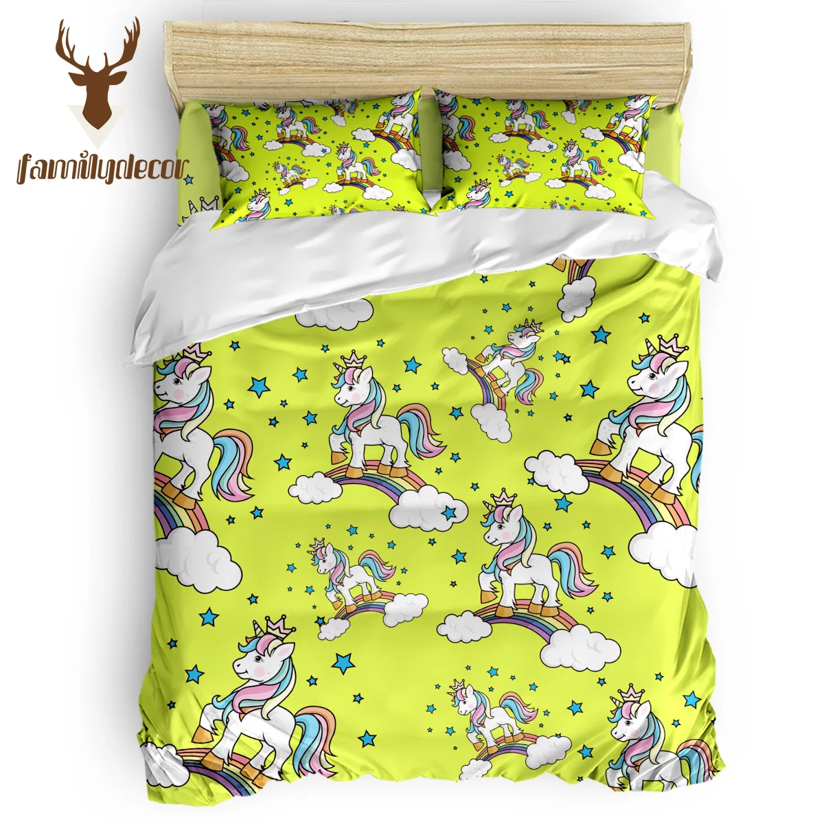 

Familydecor Green Unicorn 4 Pcs Comforter Cover Set Fore Comforter Sets Living Room Childrens Toddler Cotton Luxury Brown Kids