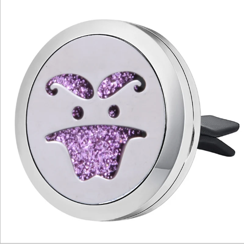 

Smiley Face Stainless Steel Car Air Freshener Perfume Essential Oil Diffuser Locket Random Send 1pcs Oil Pads Gift Girl Jewelry