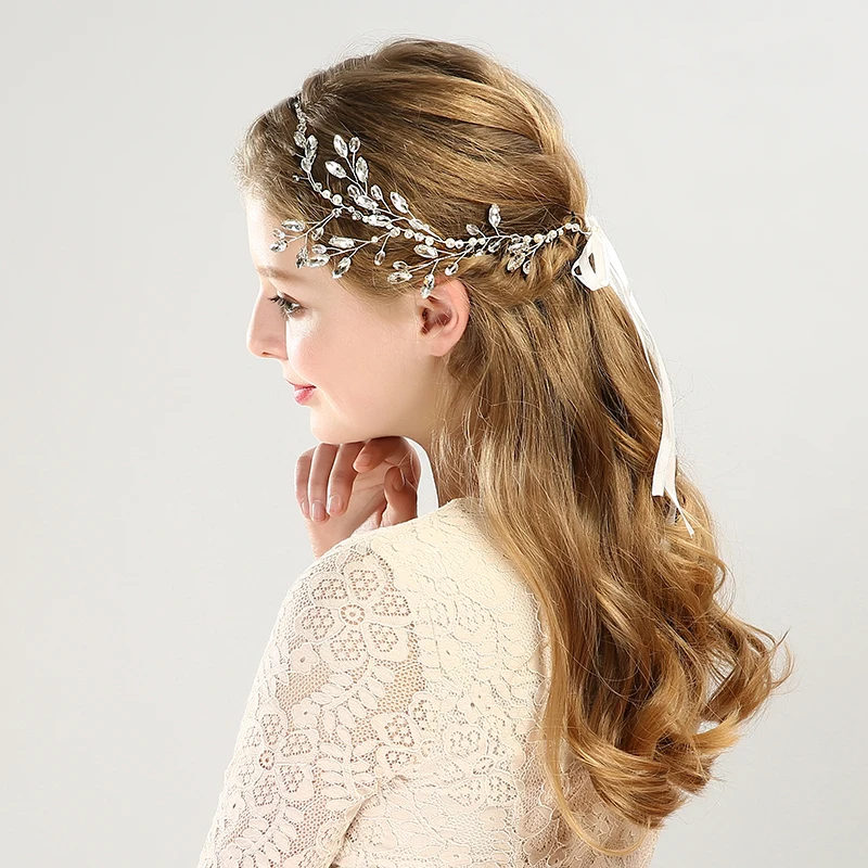 

Crystal Silver Headbands Rhinestone Hair Jewelry For Women Bridal Handmade Fashion Hairbands Wedding Hair Ornaments Accessories