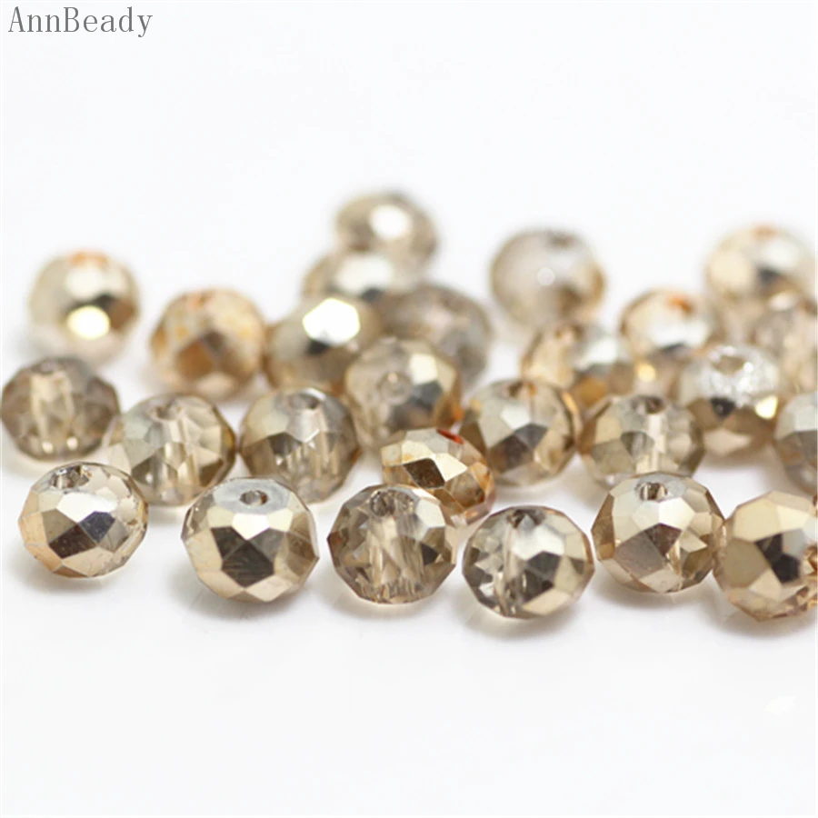

AnnBeady New Champagne Color 4x6mm 50pcs Rondelle Austria faceted Crystal Glass Beads Loose Spacer Beads For Jewelry Making
