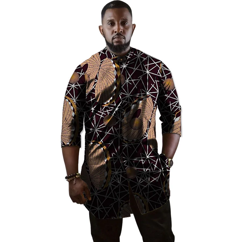African Print Men's Shirt Fashion Sand Collar Ankara Shirt  Man Dashiki Customized Man African Clothing Customized