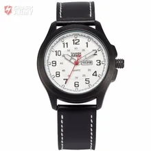 Shark Army Calendar Display White Dial Leather Strap Relogio Analog Sport Military Montre Homme Wrist Men Quartz Watches/SAW121