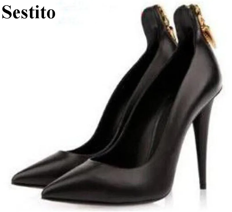 

2018 Newest Solid Pointed Toe Special Spike Heels Women Pumps Super High Heel Spring/Autumn Pumps Basic Zip Dress Lady Shoes