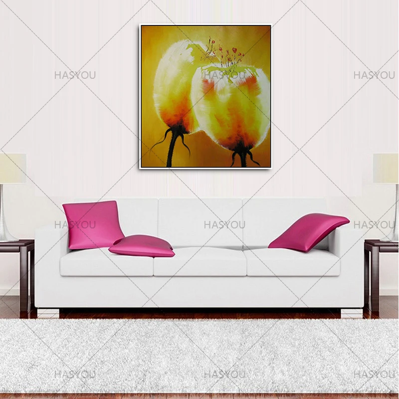 Ручной росписью цветут цветы холст картины современного абстрактного Golden Tulip картина маслом на холсте Домашний декор для Гостиная