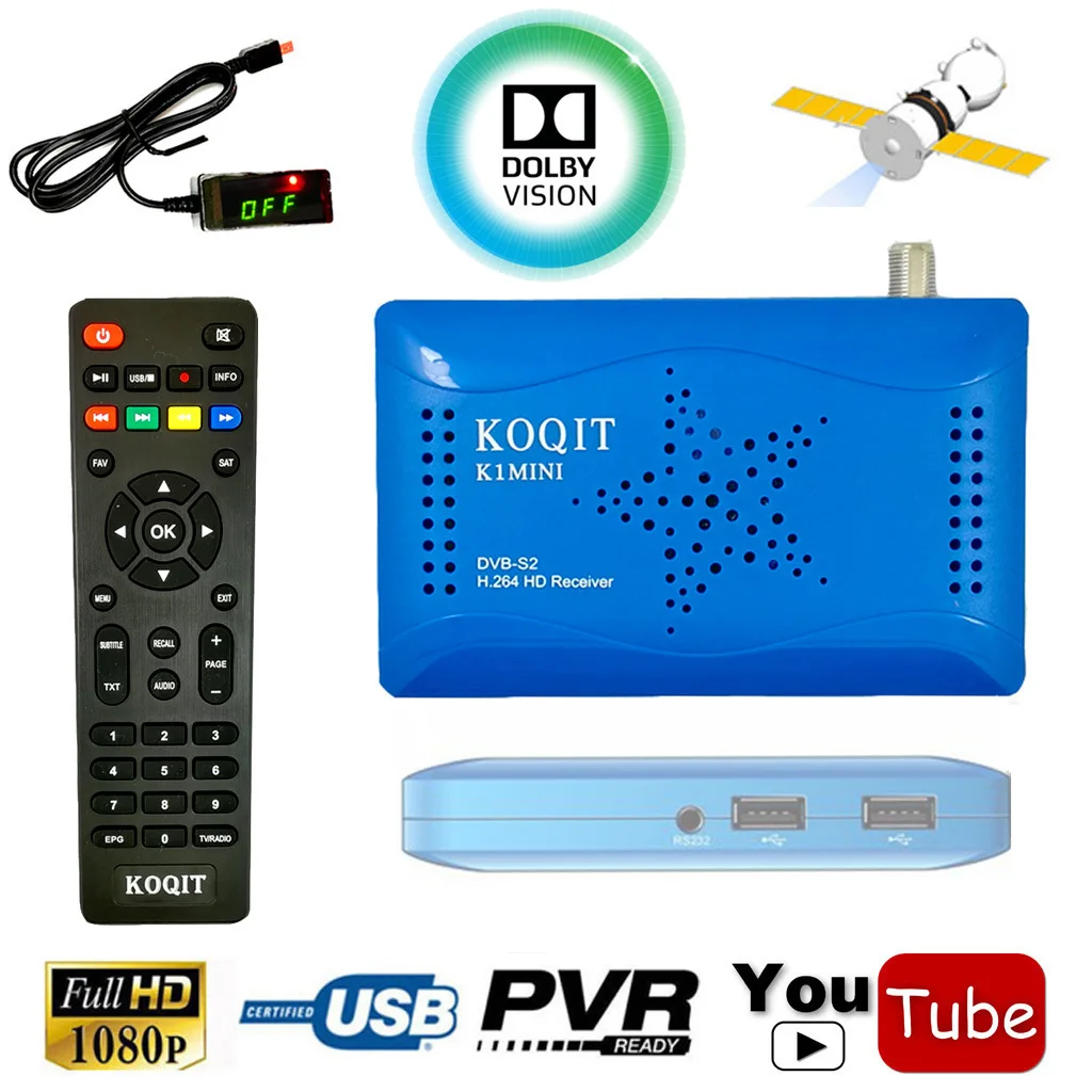 KOQIT Brazil South America Digital Satellite Receiver HD TV Tuner DVB S2 Receptor Wifi Cline Newcam Biss Vu Youtube USB Capture