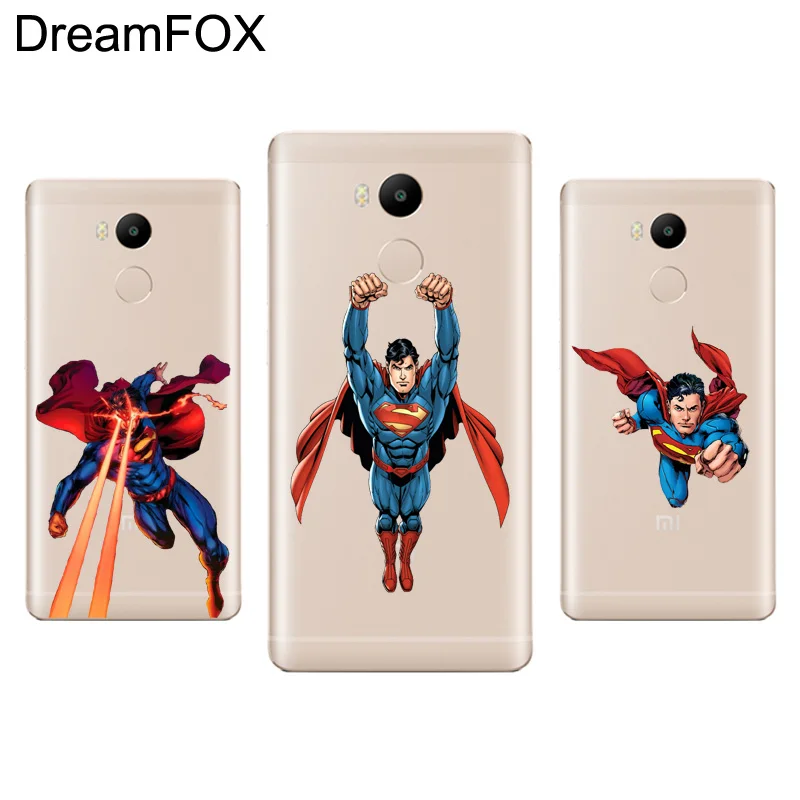 DREAMFOX M296 Superman Soft TPU Silicone Case Cover For Xiaomi Redmi Note 3 4 4X 5 5A 6 7 Pro Global |