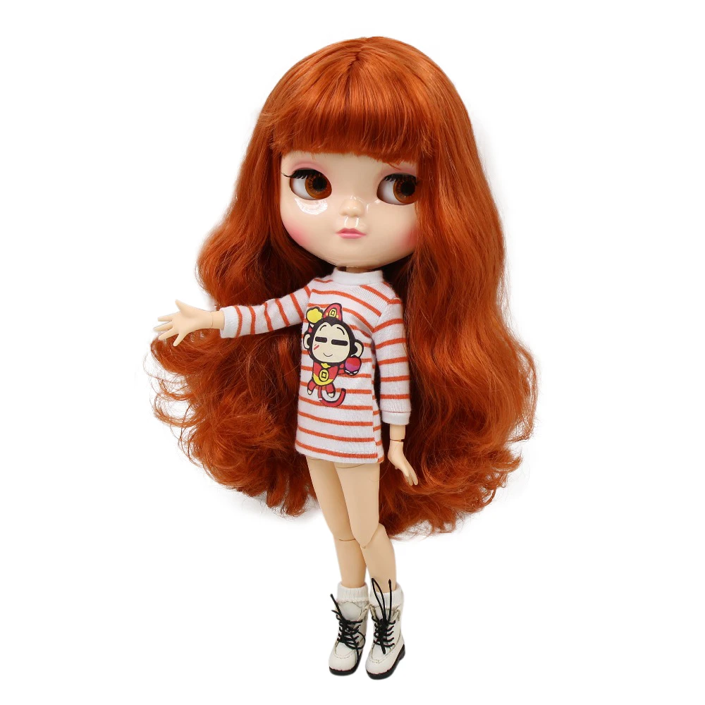 

ICY DOLL with small breast azone body red brown hair with bangs natural skin 30cm BL1207 30cm 1/6