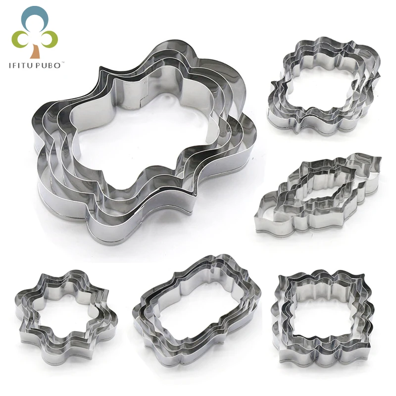 

4Pcs/set Stainless Steel Blessing Frame Biscuit Cutters Cookie Cutter Set Wedding Cake Mould Sugarcraft Baking Pastry Tools GYH