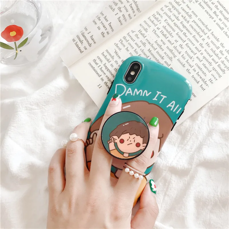 Girl's Cartoon Cute Avocado Cherry Expanding Universal Phone Holder Fold Stretch Grip Finger Ring Stand For iphone XR XS 7 Plus