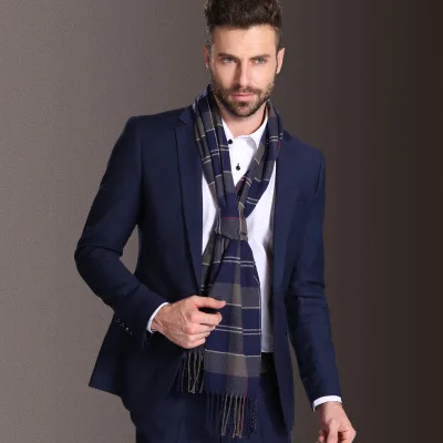 2021 New Europe Fashion Shawl Scarves Men Winter Warm Tartan Designer Scarf Business Sjaal Plaid Cotton Wraps Bufanda Foulard 