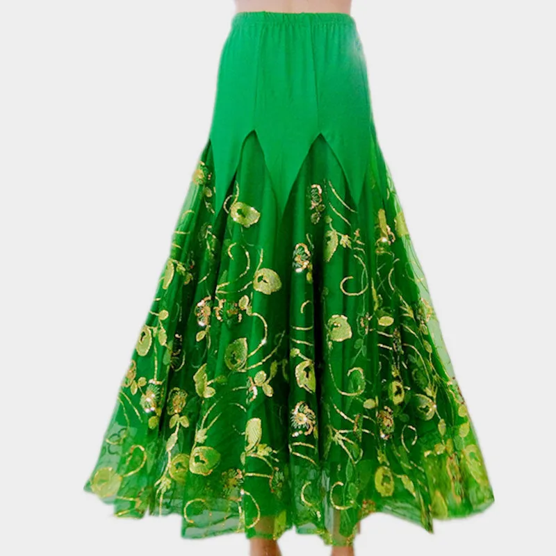 Красивая современная танцевальная юбка для женщин, профессиональная зеленая Красная Женская испанская юбка фламенко, конкурентный бальный костюм N4044