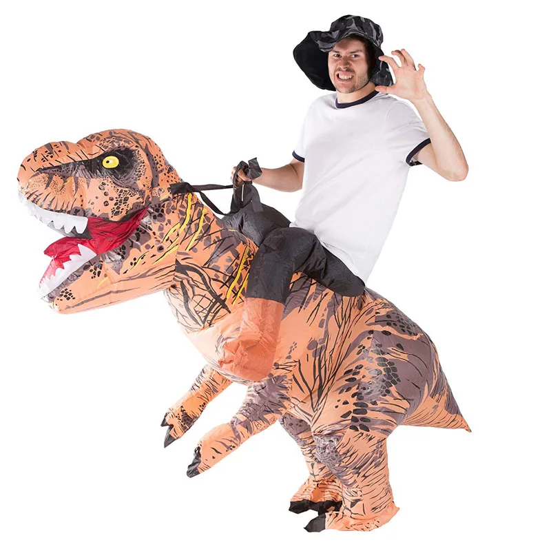 T-REX надувной костюм-талисман для детей, взрослых, аниме, косплей, динозавр, животное, комбинезон, подарок на день рождения для пати, косплей, Disfraz - Цвет: Ault Brown