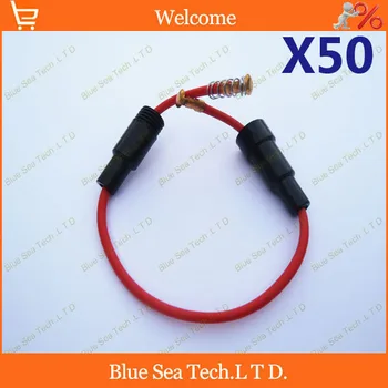 

50pcs 5*20 Fuse Box/Holder,fuse terminal box with cable for 5*20mm glass tube fuse,Free Shipping