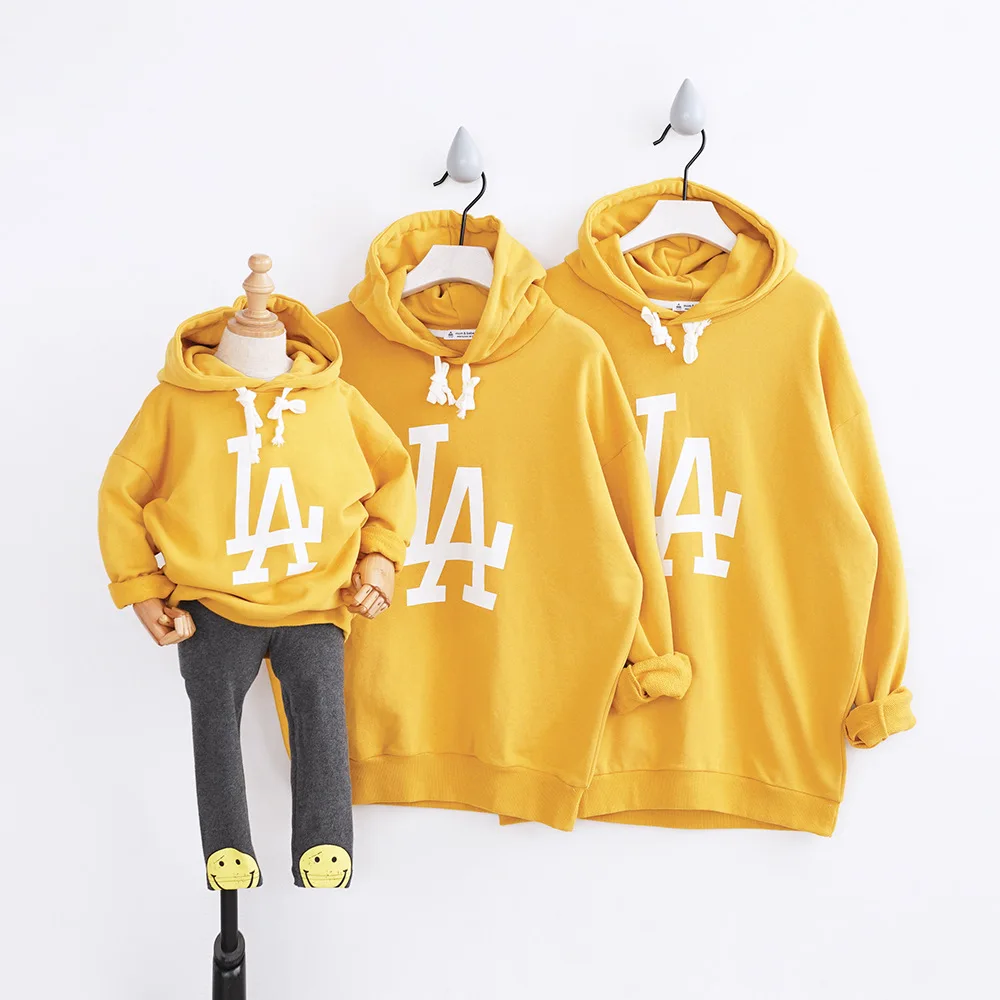 

Sport Father/Mother/kids Hoodies City LA Family Look Clothing Hooded Family Matching Outfits Sweatshirts Dad Mom Daughter Set