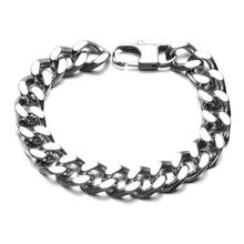 Хип-хоп цепочка из титановой стали& Link кубинские браслеты Байкер Серебряный цвет джинсы Пряжка Снаряженный браслет браслеты для мужчин ювелирные изделия