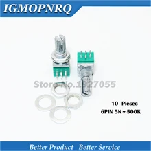 10 шт. RK097G 5 к 10 к 20 к 50 к 100 к 500 к b5к RK079 с переключателем аудио 6pin вал 15 мм усилитель уплотнения потенциометра