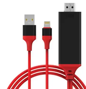 HD tv кабель для Apple к HDMI готов к использованию мобильный ТВ аудио и видео HD с тем же кабелем экрана, адаптер для зарядки CJXFLPSM00015 - Цвет: Красный