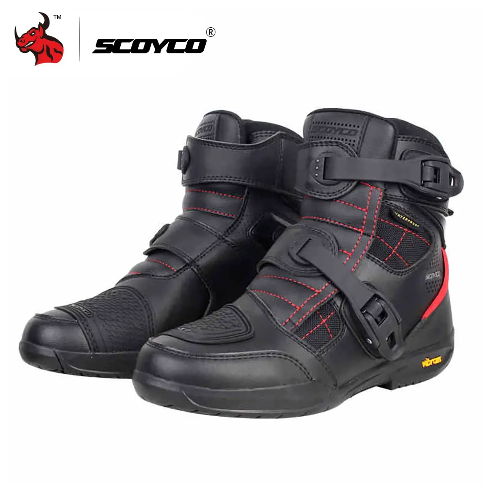 SCOYCO Motorcycle Boots Waterproof Moto Boots Men Microfiber Leather