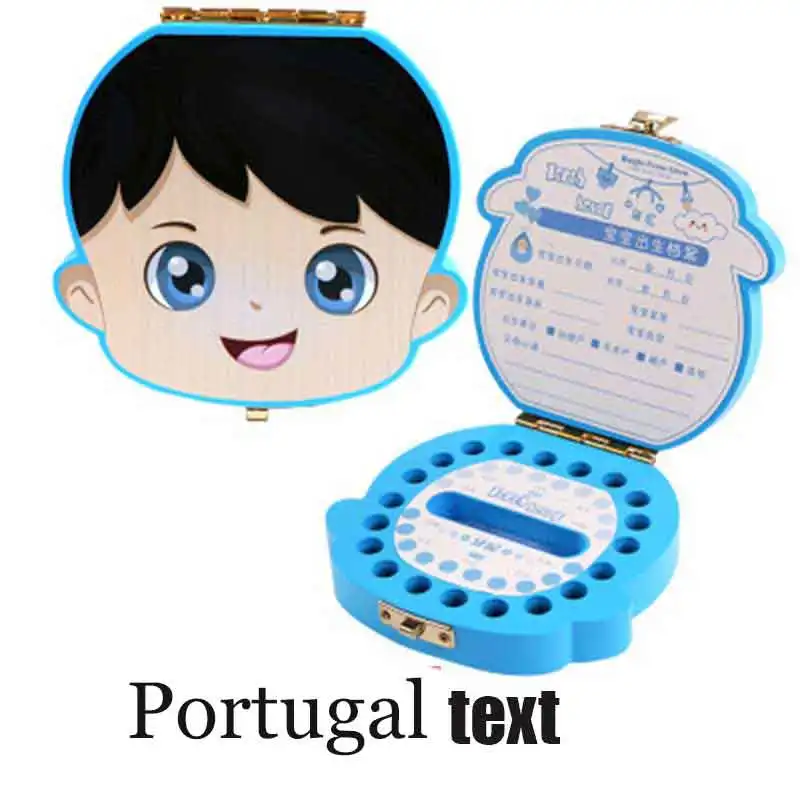 Portugal boy 1 шт., детская коробка для зубов, деревянный органайзер для молочных зубов, для хранения мальчиков и девочек, сувенирный чехол, Подарочный креативный детский органайзер для зубов для детей - Цвет: Portugal boy