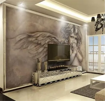 

Custom European 3D Embossed Little Angel 3D Wallpaper Living Room Bedroom Background Wall Decoration Mural Wallpaper